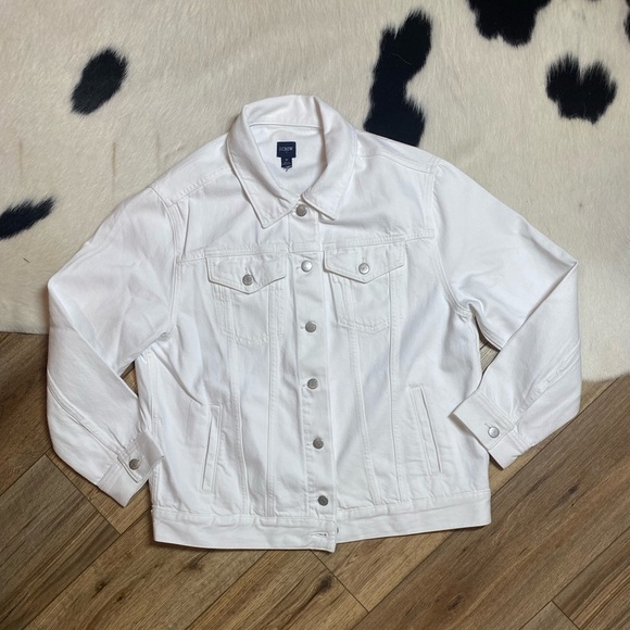 J.Crew Classic or Relaxed Fit White Denim Jacket - Picture 1 of 7